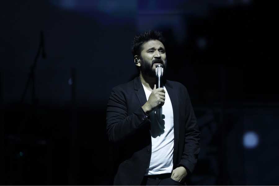 Amit Trivedi performing at a corporate event in Mumbai
