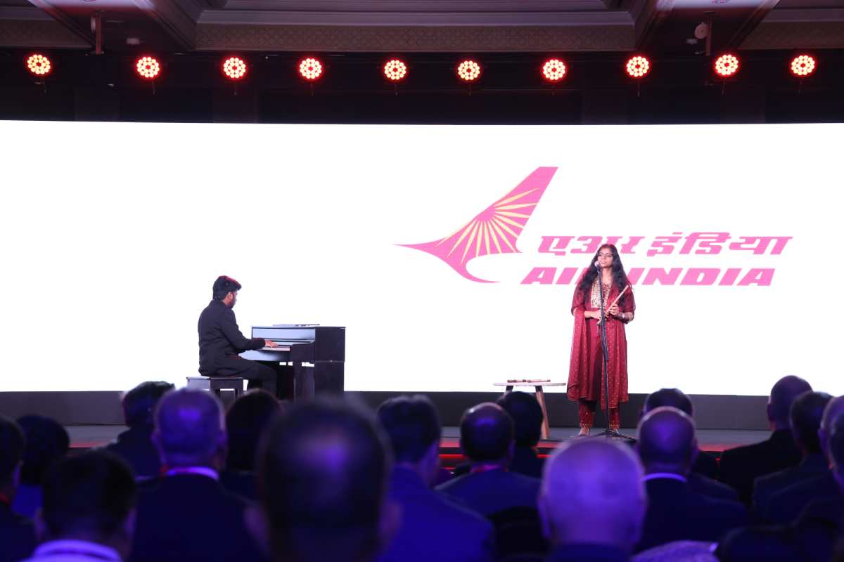 Musical prodigy duo Lydian and Amirthavarshini performing at a brand relaunch in Delhi
