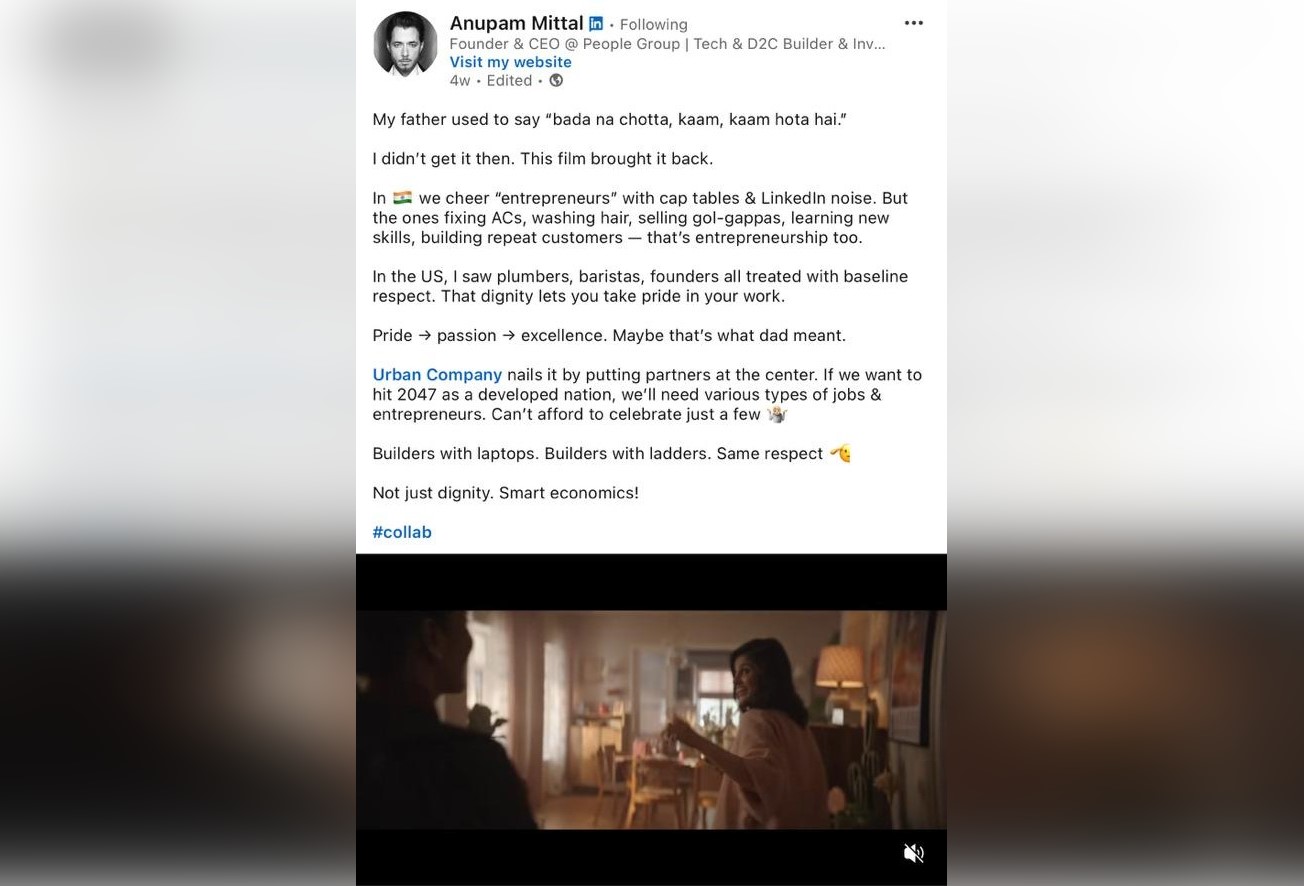 Digital Engagement with Anupam Mittal for Urban Company Digital Engagement with Anupam Mittal for Urban Company