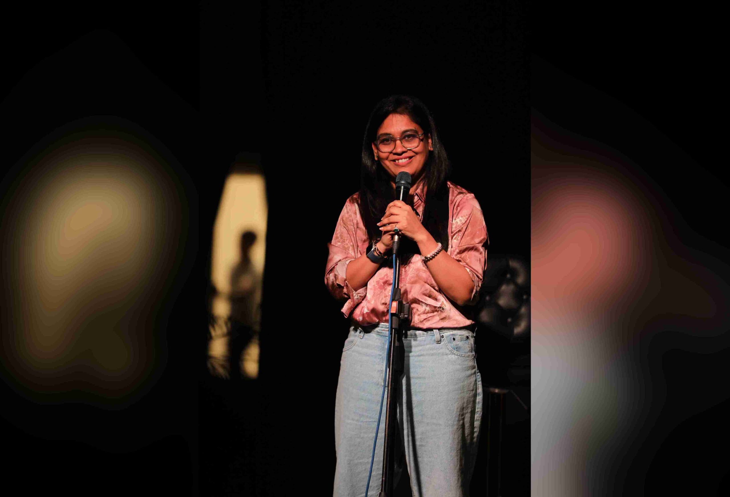 Comedian Sravanthi Basa performing at a corporate event in Hyderabad Comedian Sravanthi Basa performing at a corporate event in Hyderabad