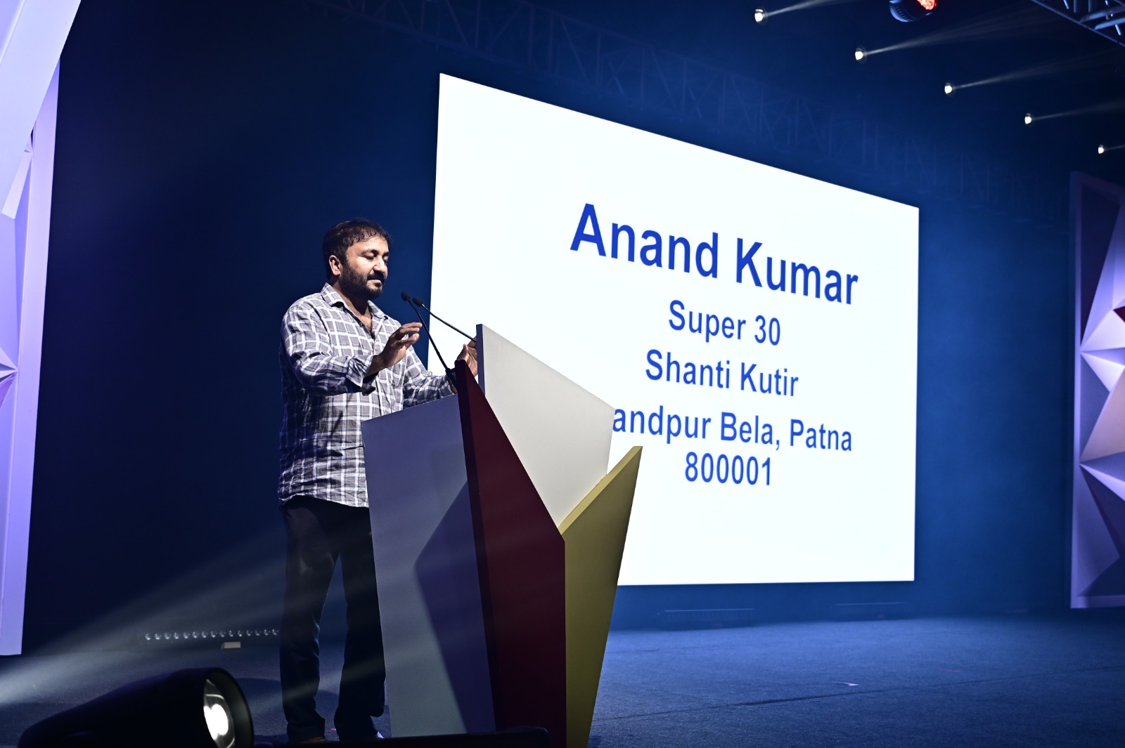 Anand Kumar as a guest speaker at a corporate event in Goa