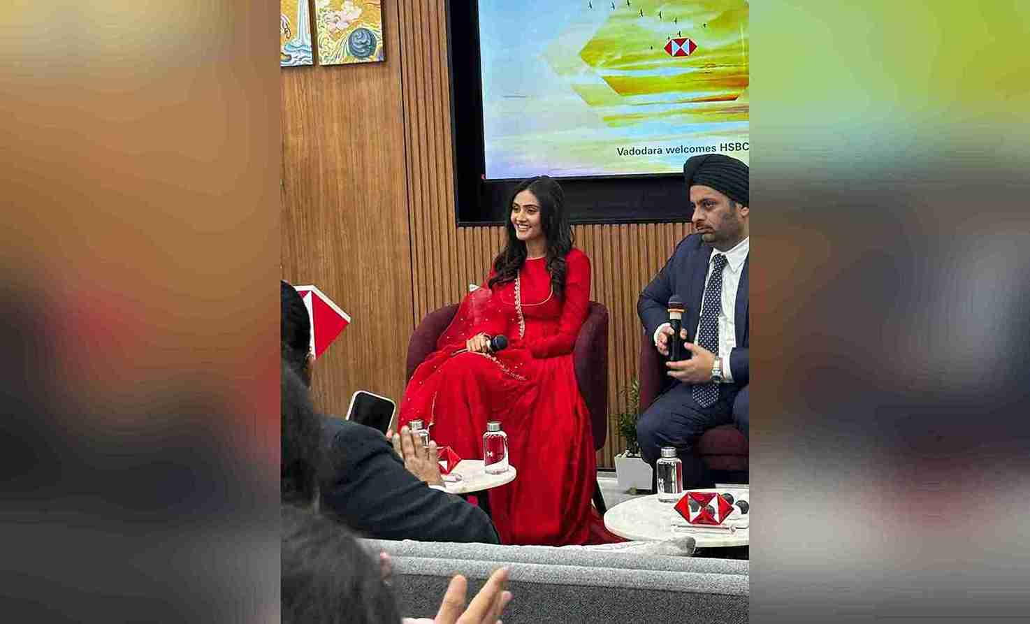 Actress Janki Bodiwala for a celebrity appearance at a corporate in Vadodara.