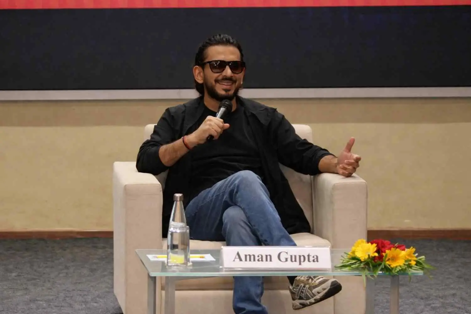 Aman Gupta as a guest speaker at a corporate event in Ahmedabad