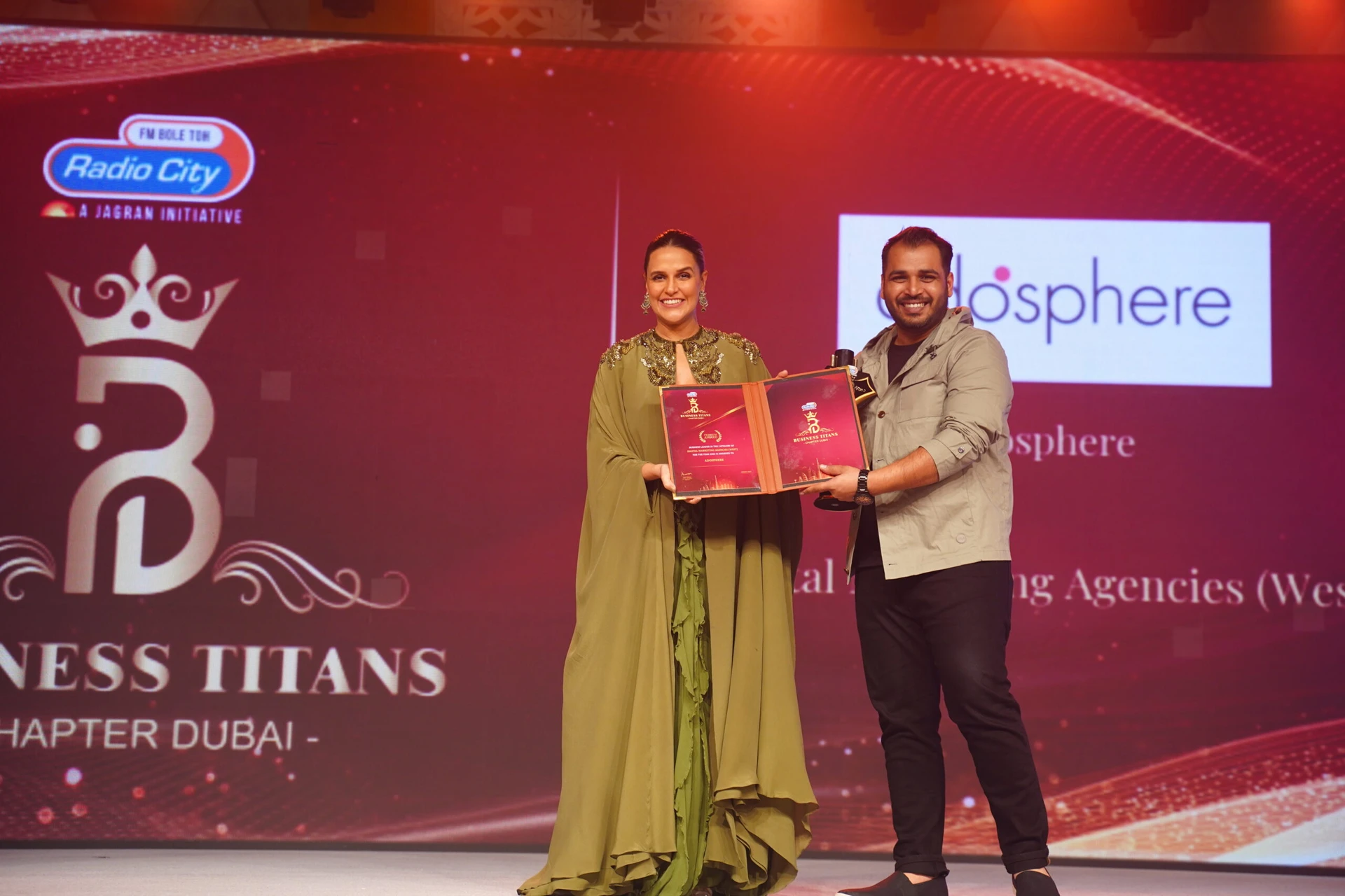 Neha Dhupia for an appearance at a corporate event in Dubai