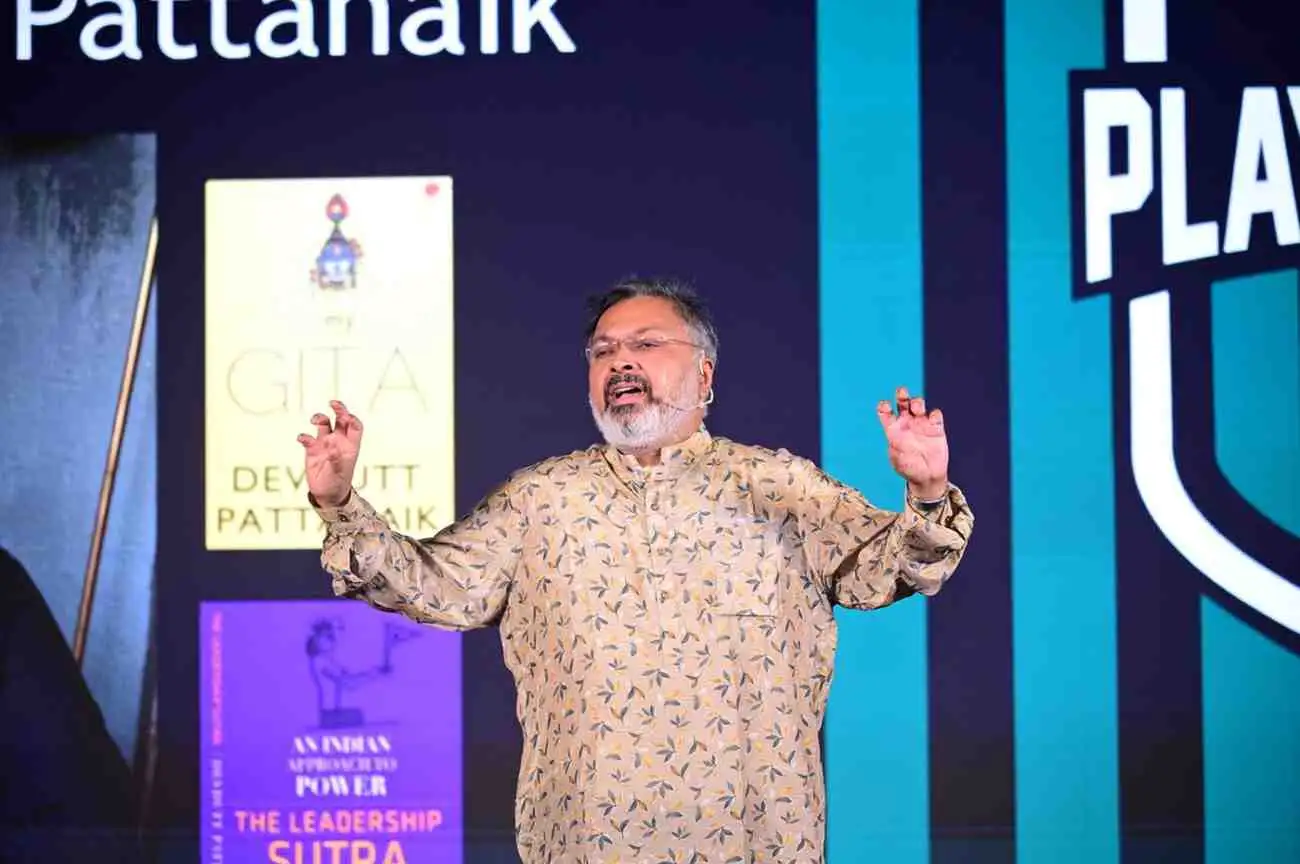 Devdutt Pattanaik as a guest speaker at a corporate event in Goa