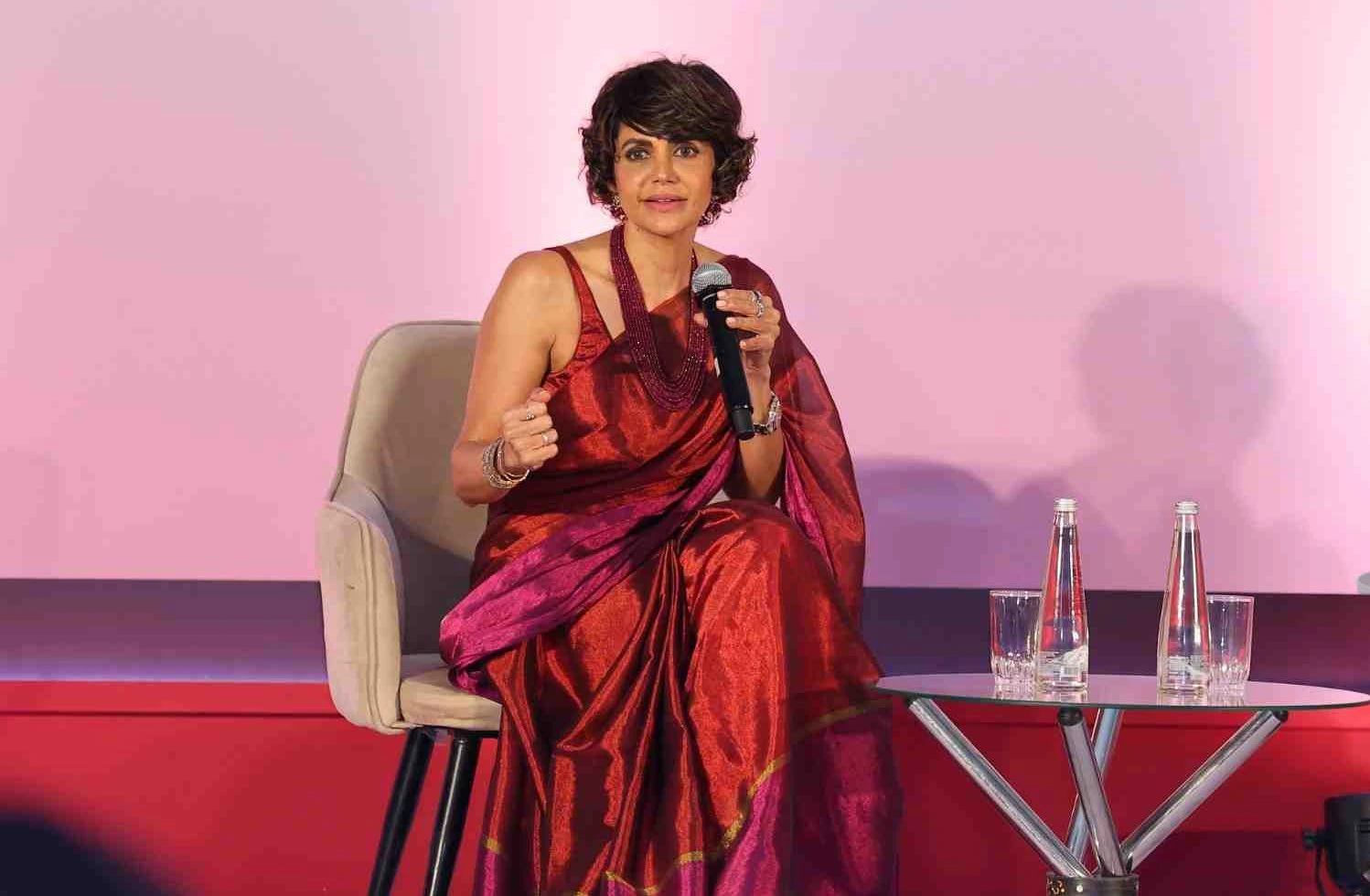 Mandira Bedi hosting a corporate event in Mumbai