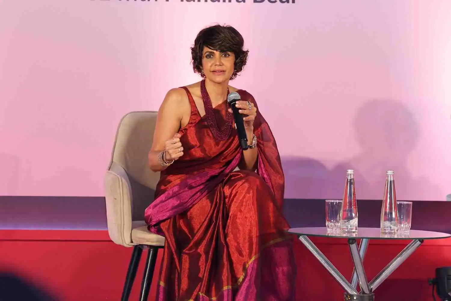 Mandira Bedi hosting a corporate event in Mumbai