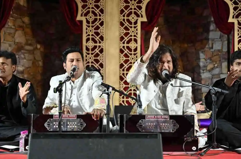 Nizami Bandhu performing at a corporate event in Gurugram Nizami Bandhu performing at a corporate event in Gurugram