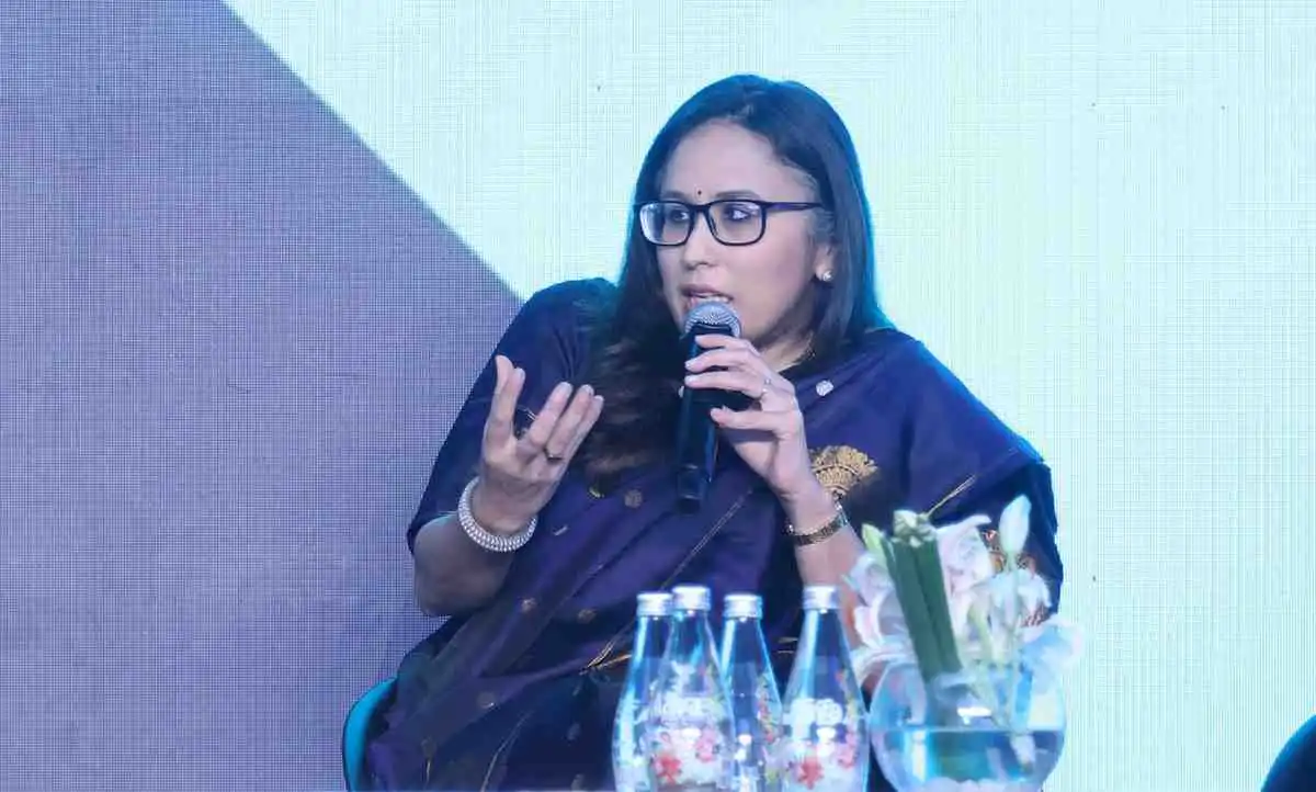 Radhika Gupta as a guest speaker at a corporate event in Mumbai