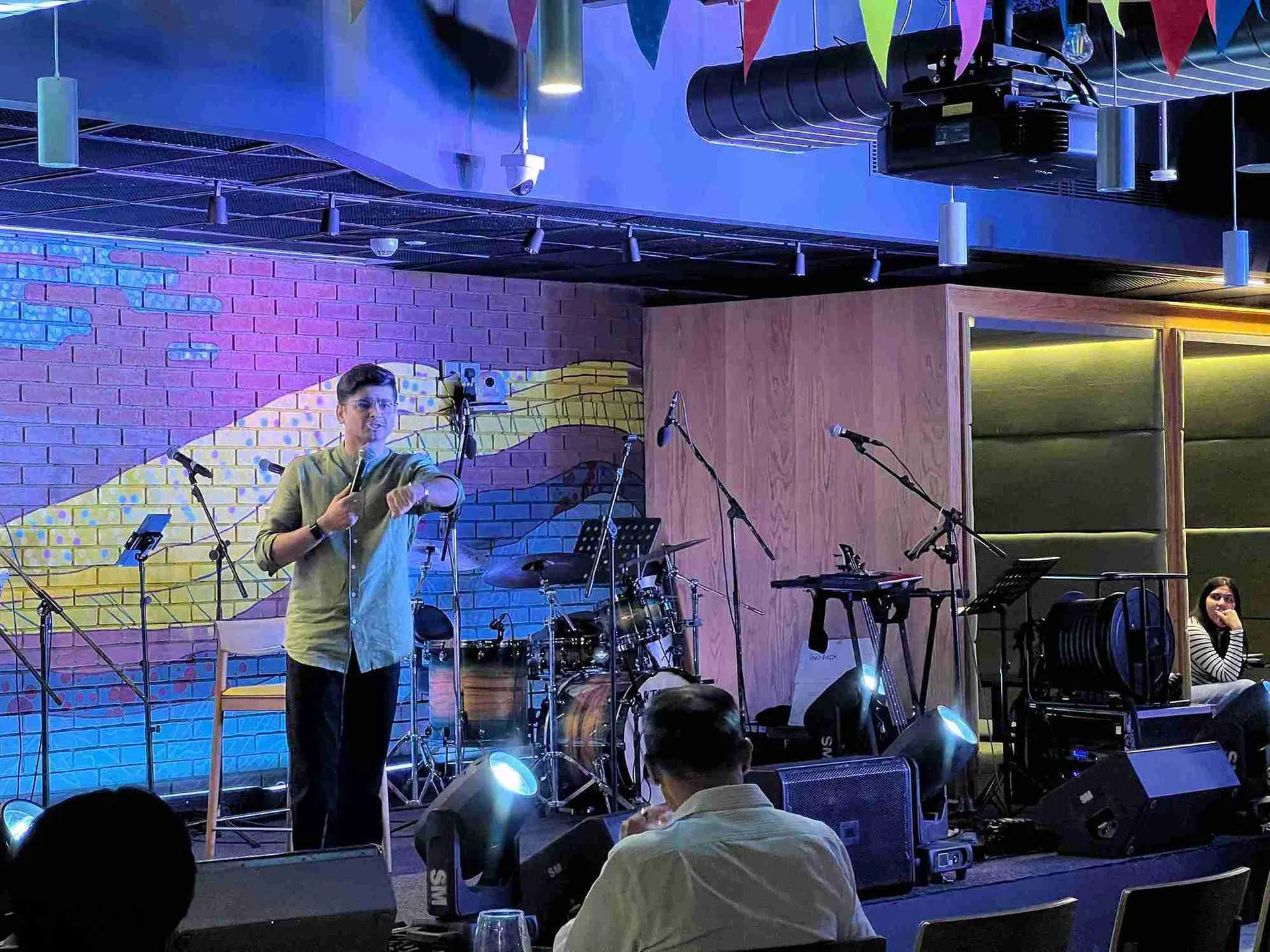 Comedian Rajat Chauhan performing at a corporate event in Delhi Comedian Rajat Chauhan performing at a corporate event in Delhi