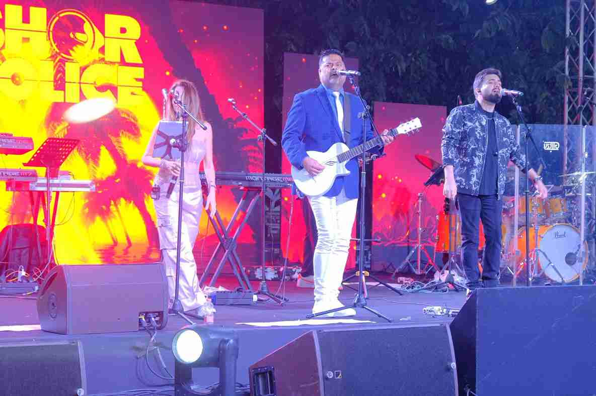 Shor Police band performing at a corporate event in Goa