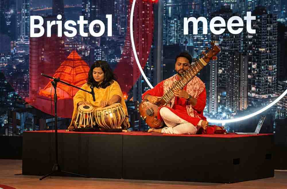 Sitarist Prasad Rahane & band performing at a corporate event in Mumbai