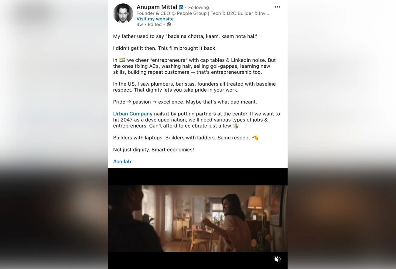 Digital Engagement with Anupam Mittal for Urban Company Digital Engagement with Anupam Mittal for Urban Company