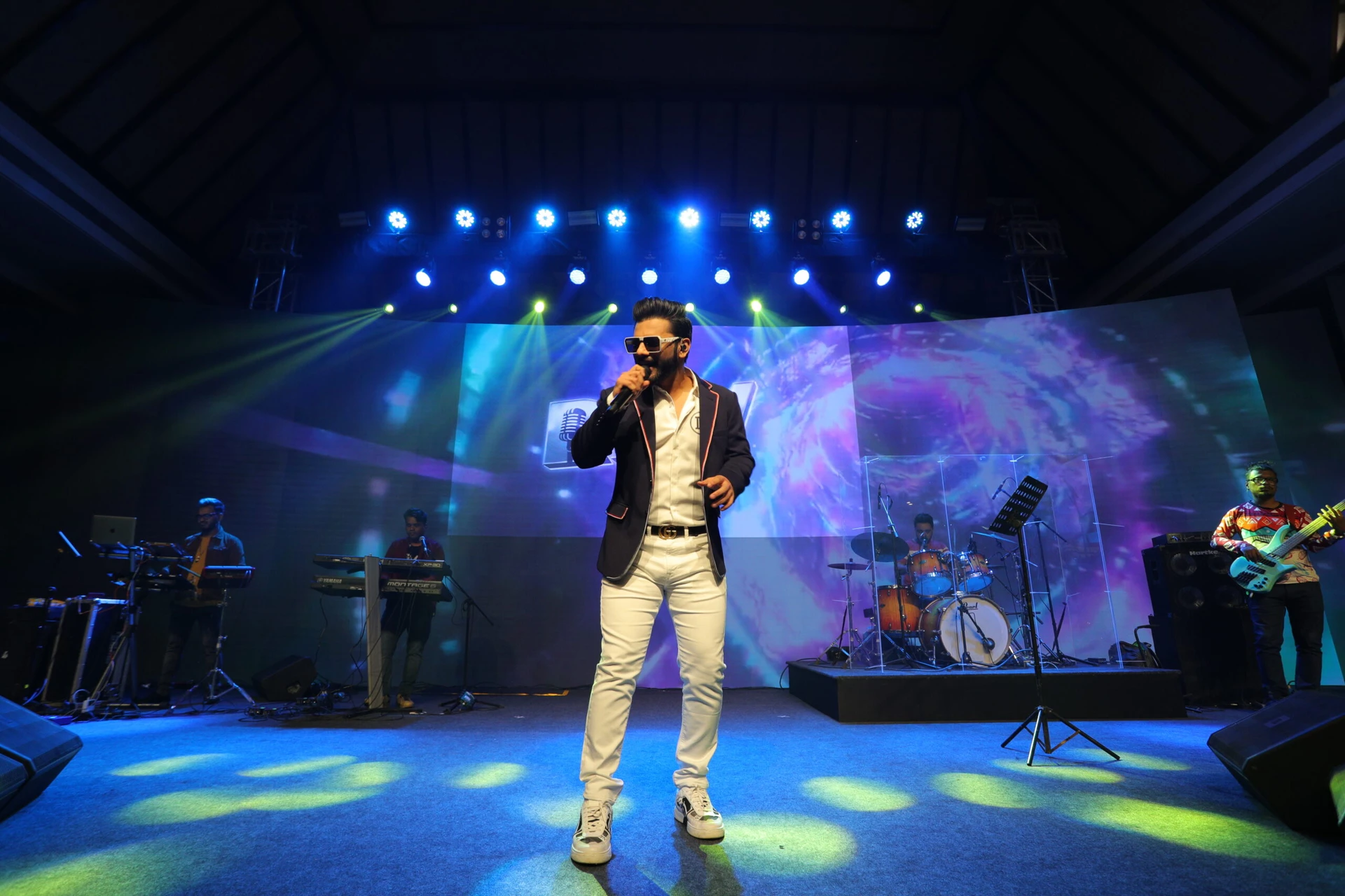 Rahul Vaidya performing at a corporate event in Udaipur