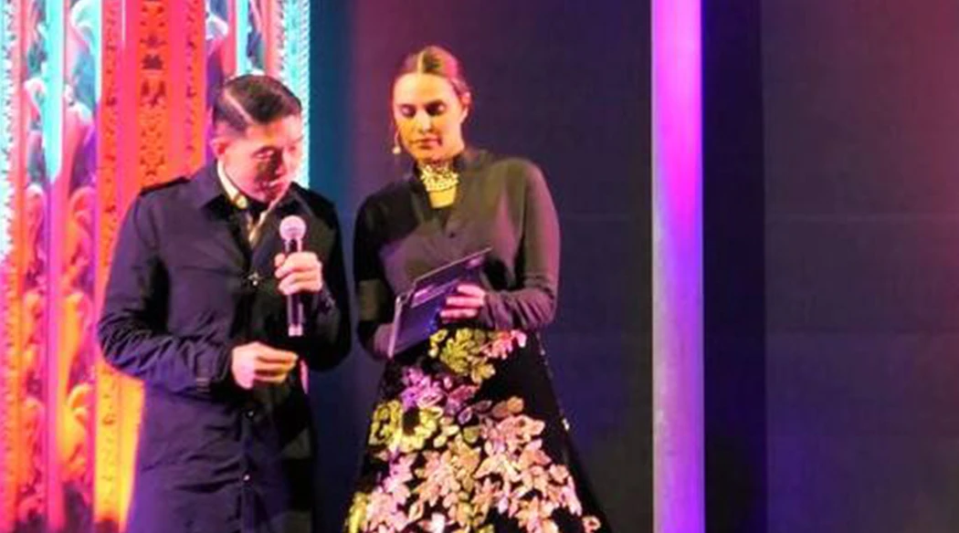 Neha Dhupia hosting at a corporate event in Monaco