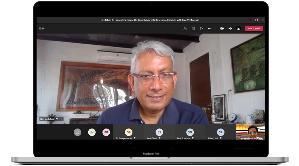 Ravi Venkatesan as a guest speaker for a virtual corporate event