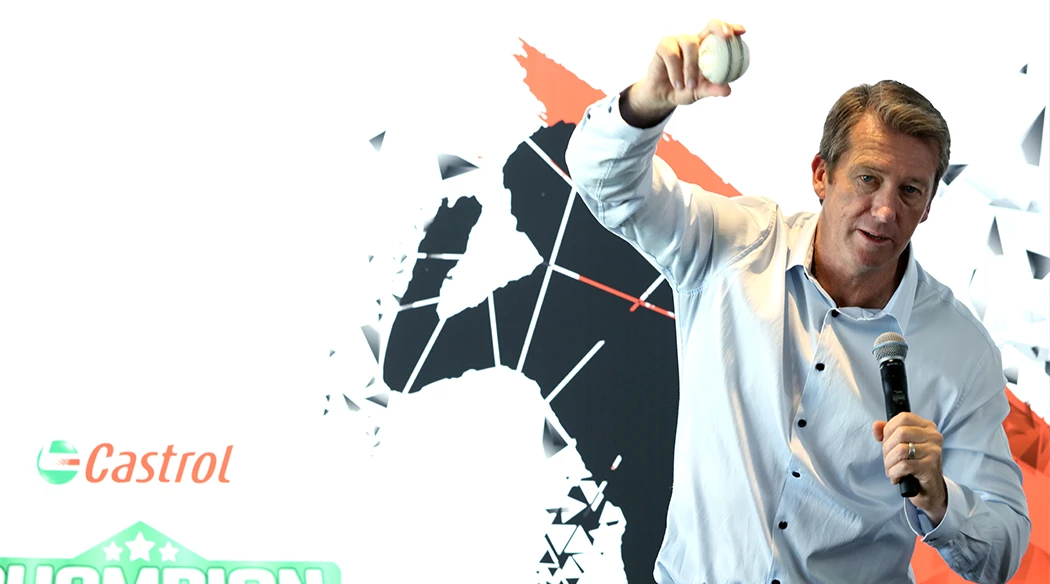 Glenn McGrath as a guest speaker at a corporate event in Melbourne Glenn McGrath as a guest speaker at a corporate event in Melbourne