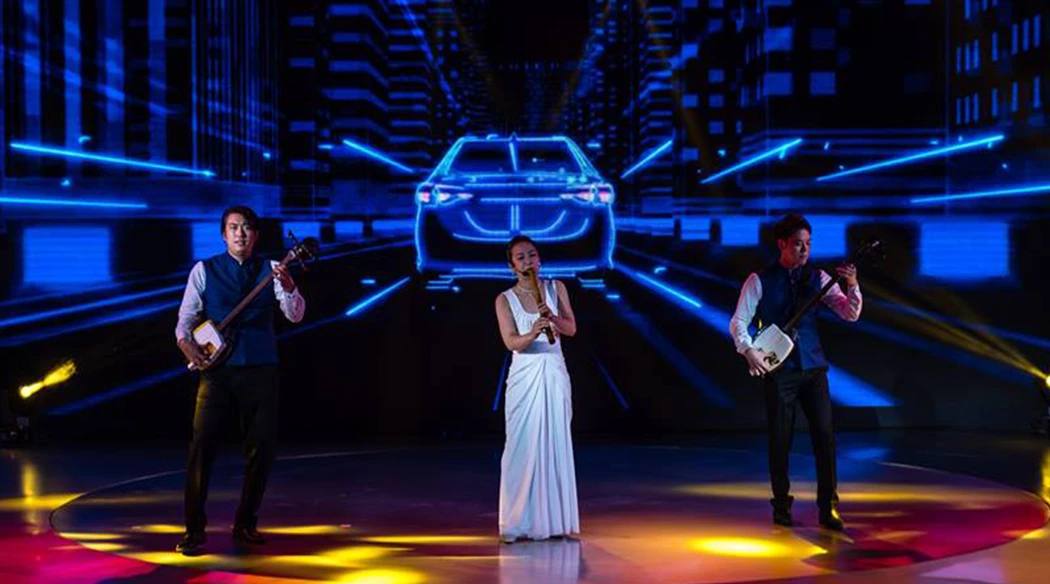 Japanese Shamisen + Shakuhachi ensemble for Toyota's stall at the Auto Expo 2018