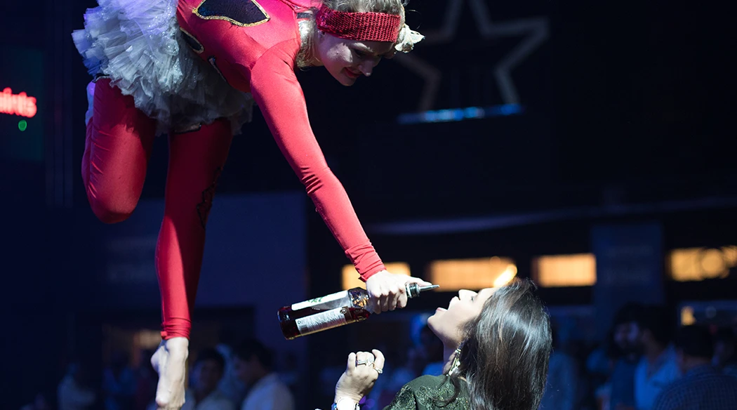 Aerial Champagne Chandelier at Asian Paints' Annual Dealers' Meet in Mumbai