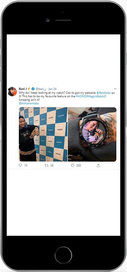 Bani J for social media engagement for the launch of Honor Smart Watch
