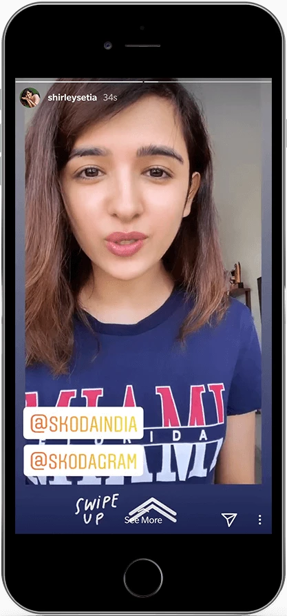 Singer Shirley Setia for social media engagement for SKODA India on their first ever online launch of KAROQ, new Rapid 1.0 & new Superb