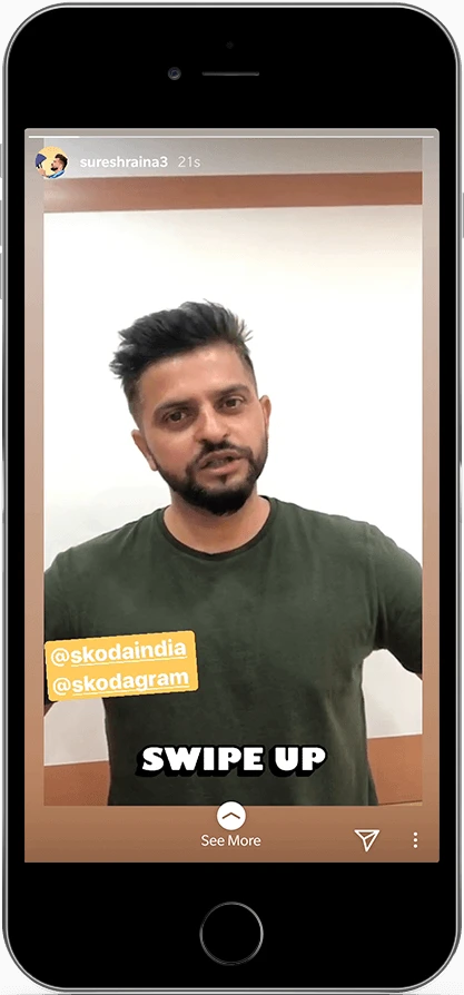Cricketer Suresh Raina for social media engagement for SKODA India on their first ever online launch of KAROQ, new Rapid 1.0 & new Superb Screenshot