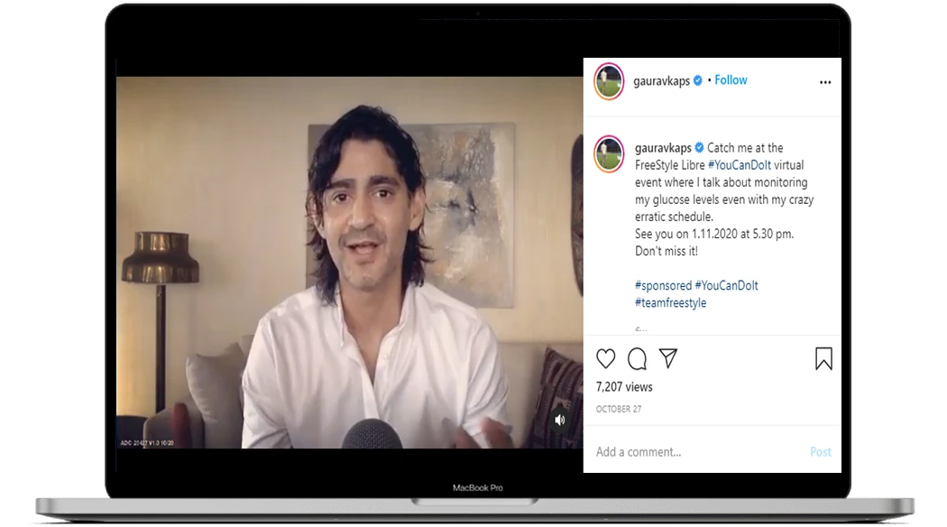 Gaurav Kapur for a social media campaign for the launch of Abbott FreeStyle Libre3 Story
