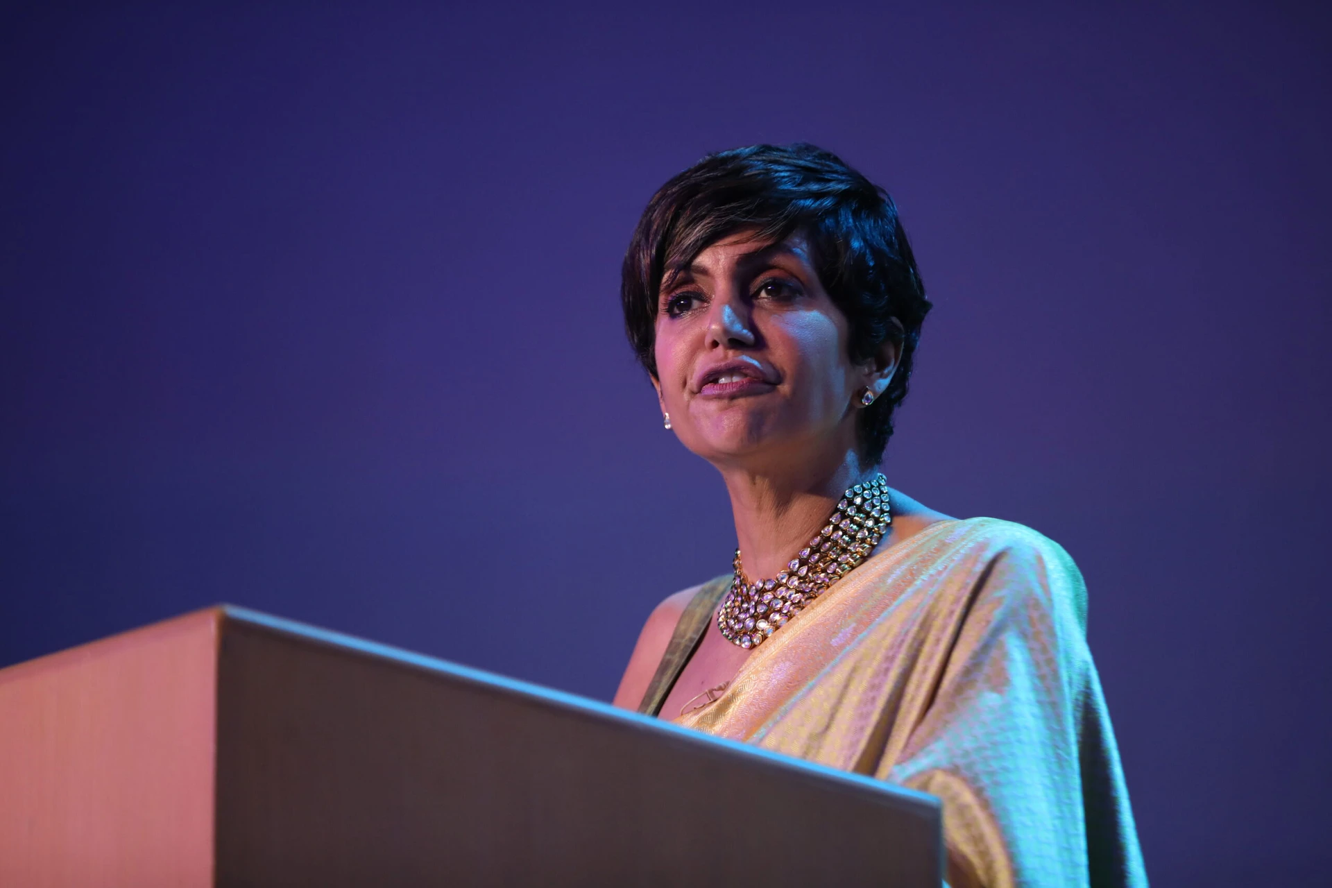 Mandira Bedi hosting for a corporate event in Mumbai