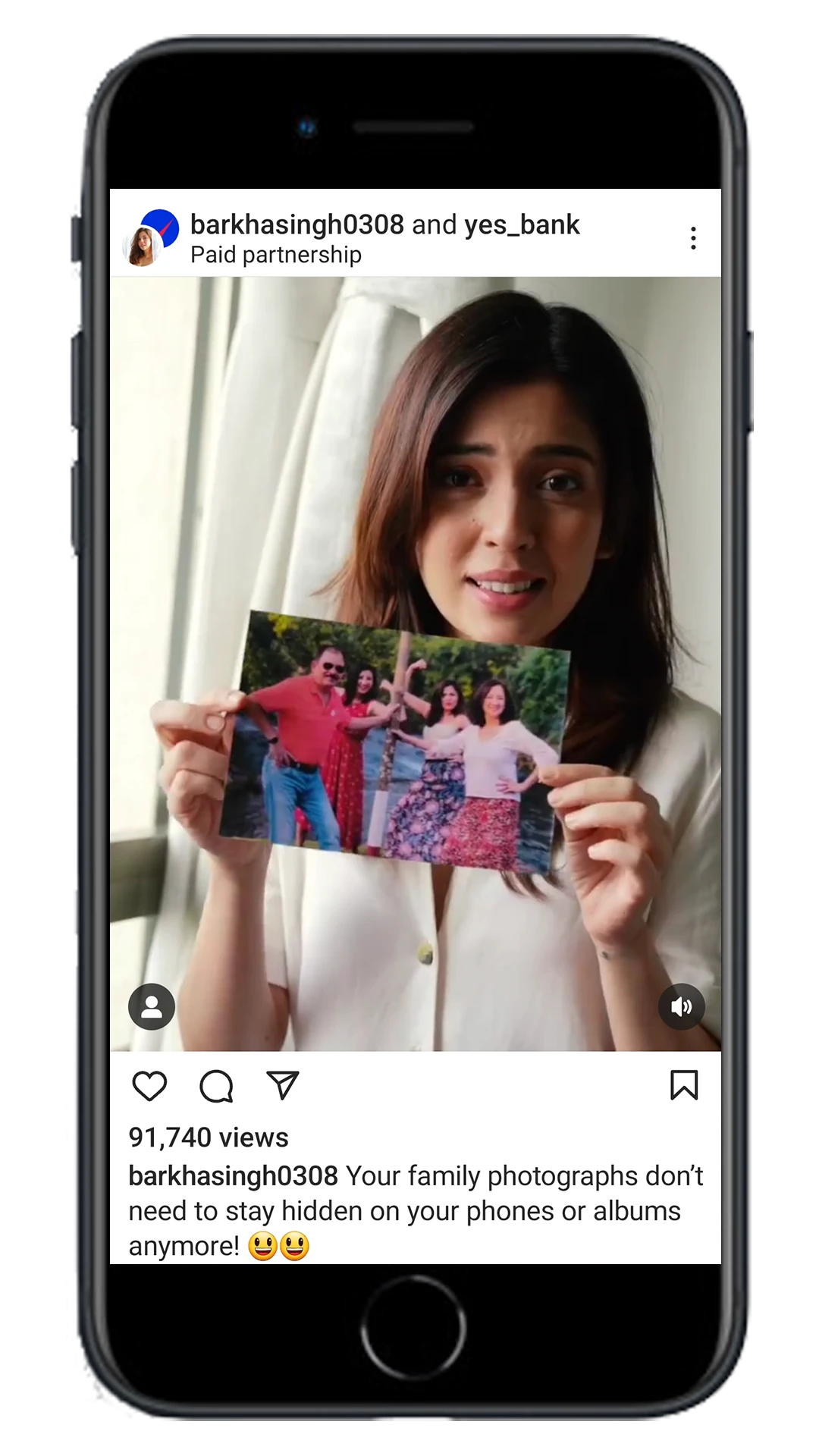 Barkha Singh for a social media campaign for YES bank