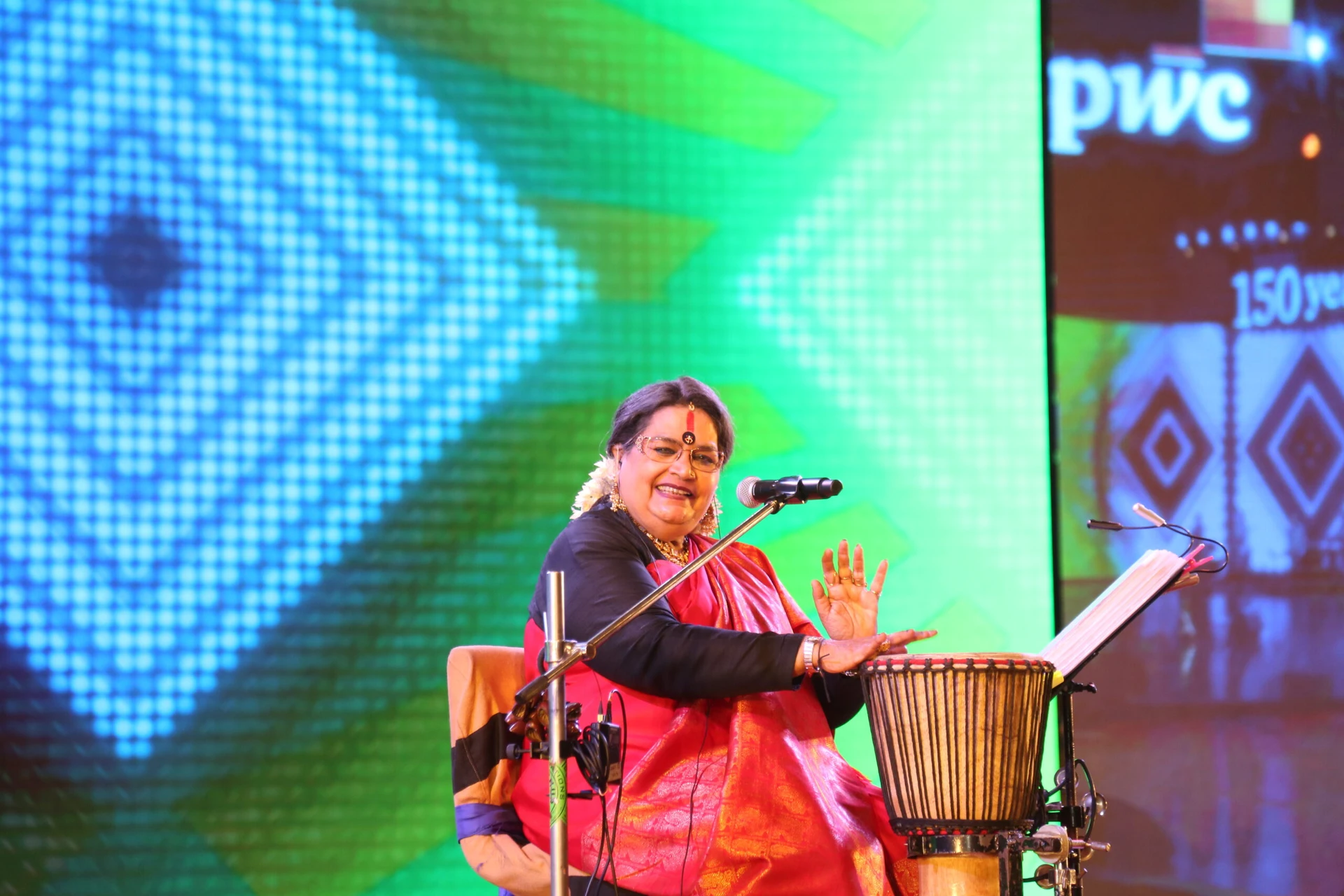 Usha Uthup performing at a corporate townhall in Kolkata