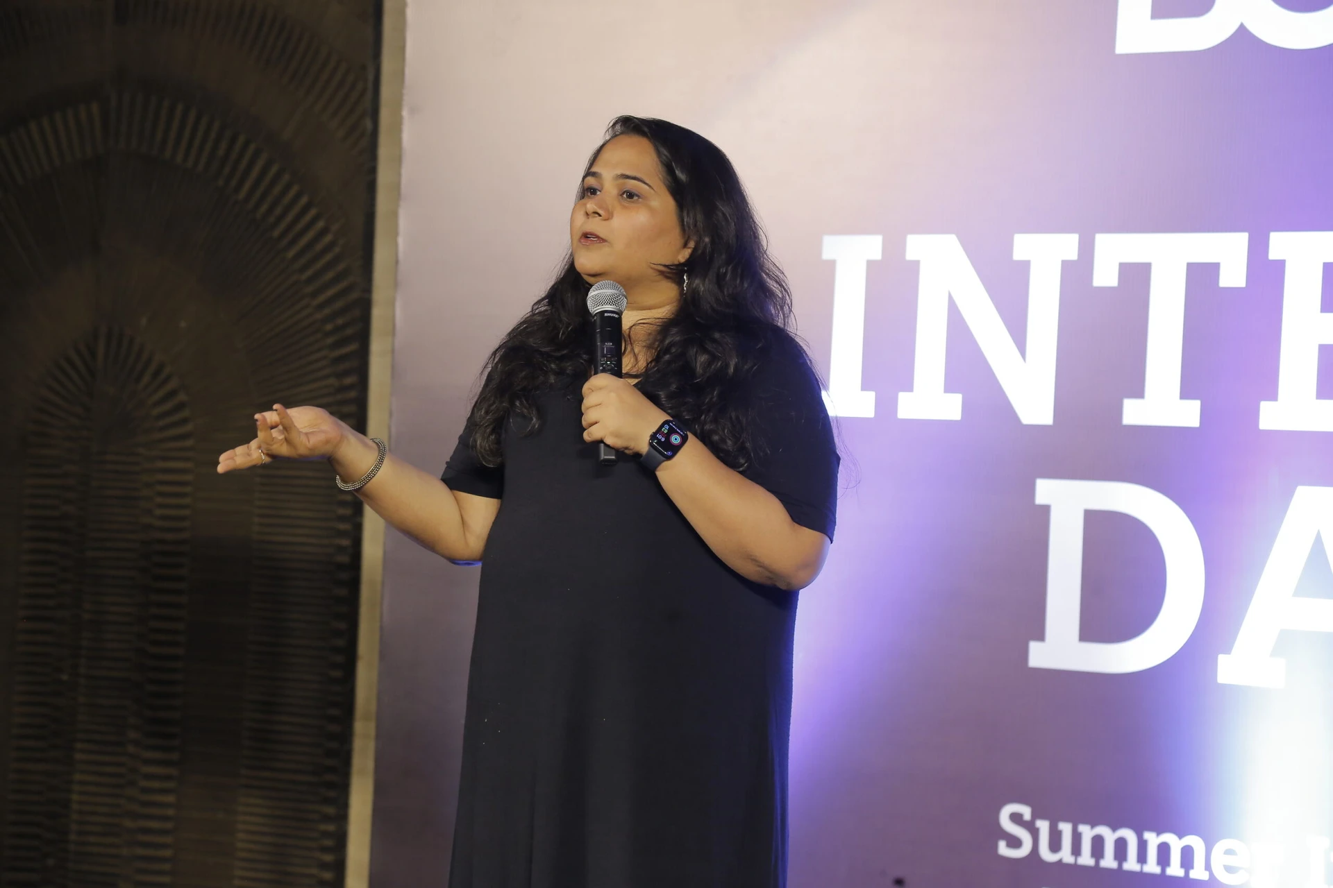 Sumukhi Suresh performing at a corporate event in Mumbai