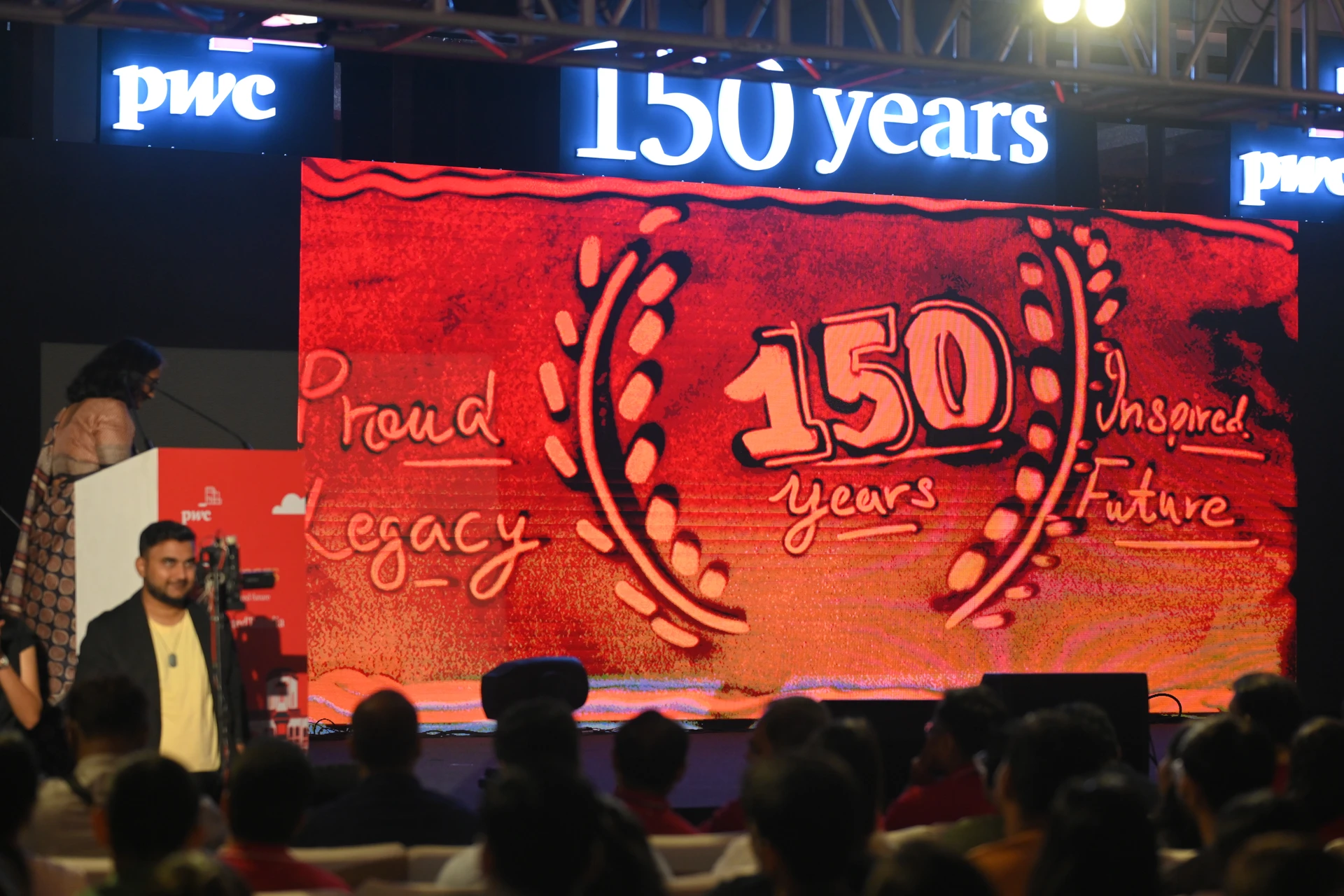 Rahul Arya performing at a corporate townhall event in Delhi