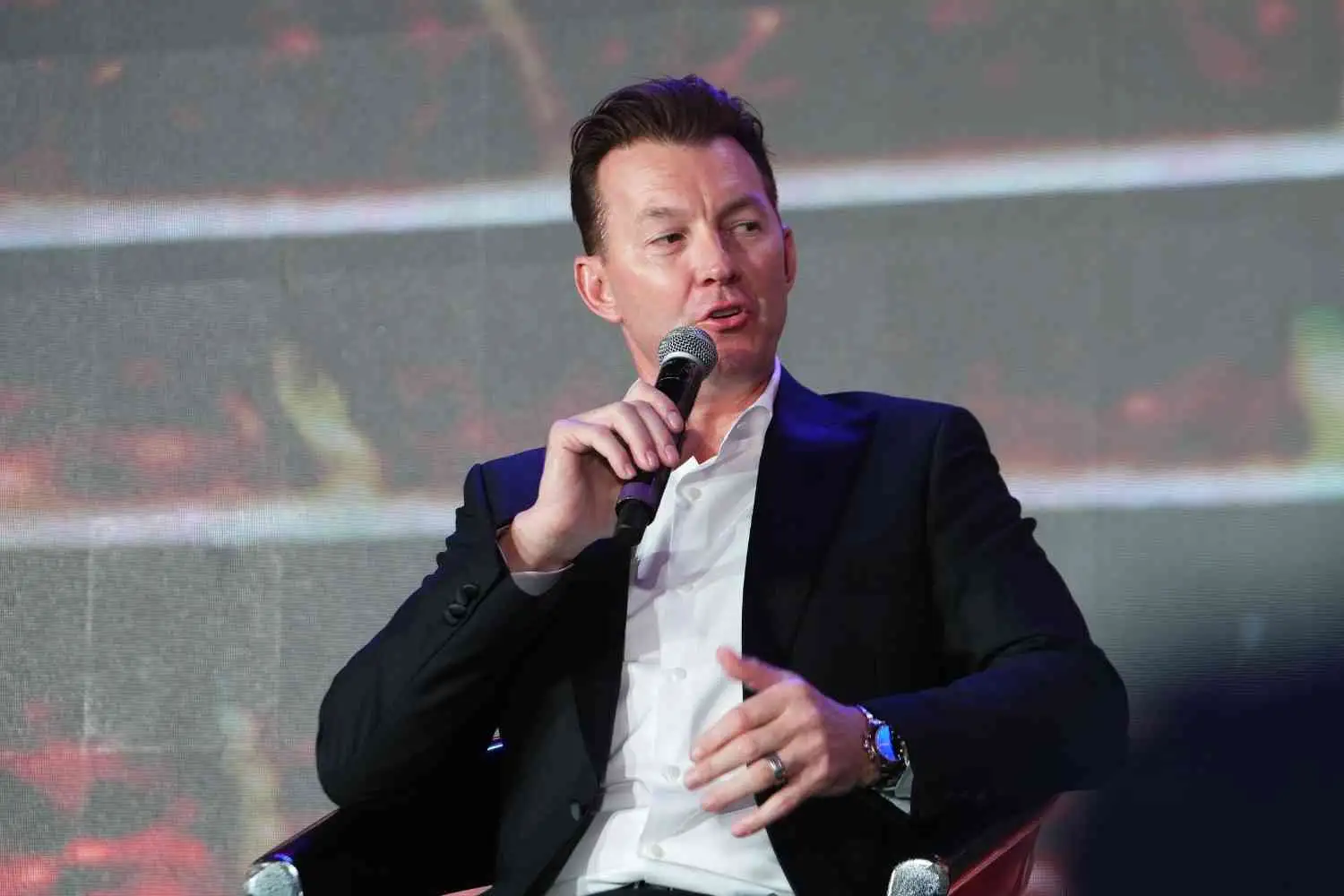 Brett Lee as a guest speaker at a corporate event in Mumbai