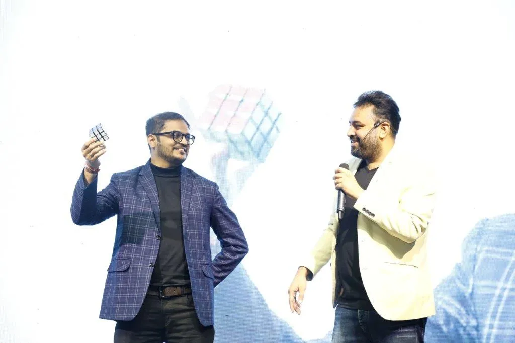 Mentalist Akshay Laxman performing at an event for Healing Pharma in Mumbai